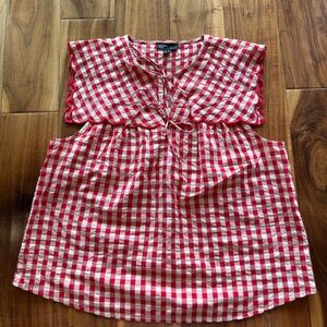 Nobodys child Red and White Gingham Tie-Front Top size 8